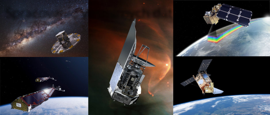 Gaia, SWARM, Herschel Infrared Telescope, Sentinel 2A, Sentinel 5P
